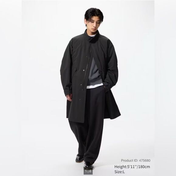 Uniqlo Windproof 2Way Coat Black Sz L - Picture 1 of 8